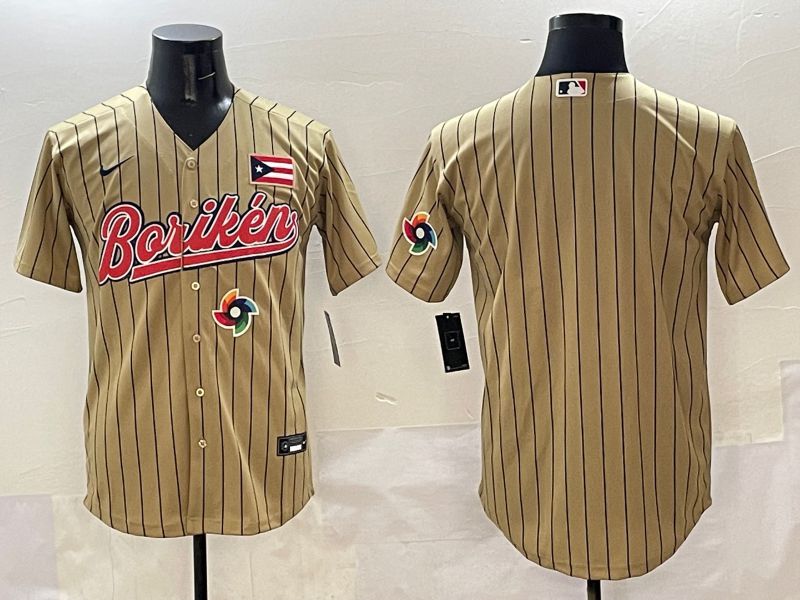 Men Puerto Rico Blank Brown Stripe Joint Name 2025 Nike MLB Jersey style 3